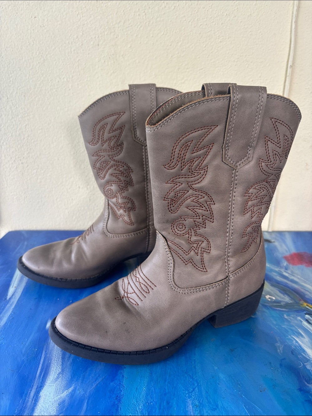 Deer Stags Taupe Kids Western Pull-On Boots